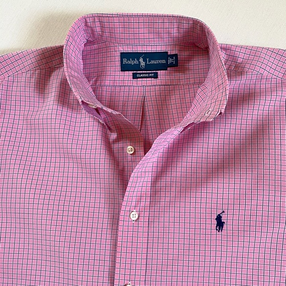 RALPH LAUREN CLASSIC FIT 100% COTTON MEN’S CHECK SHIRT, SIZE 17 34/35 - Picture 8 of 15